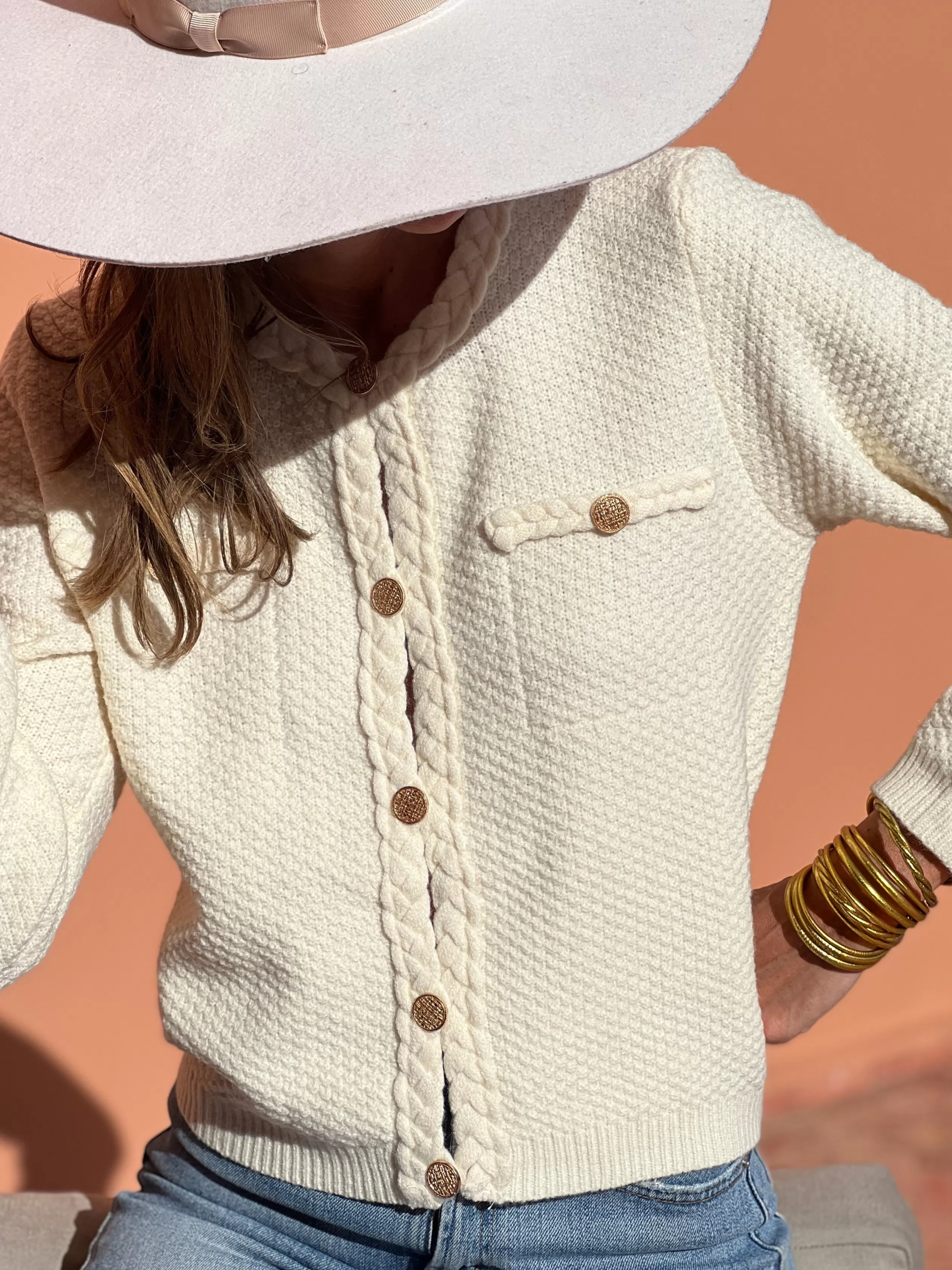 Mailles*SIAMOISE Cardigan Édith Ecru