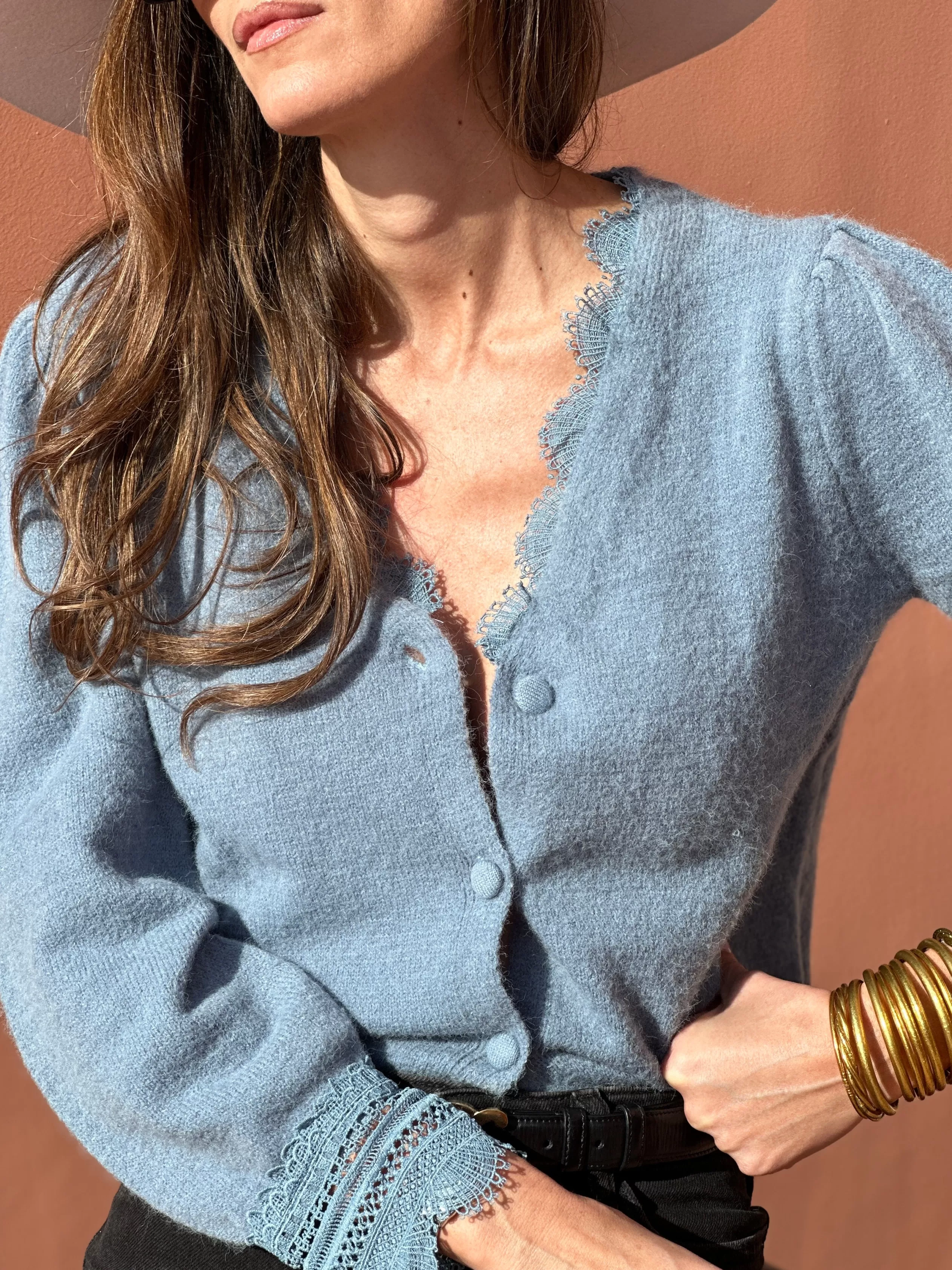 Mailles*SIAMOISE Cardigan Opaline - Bleu Jeans